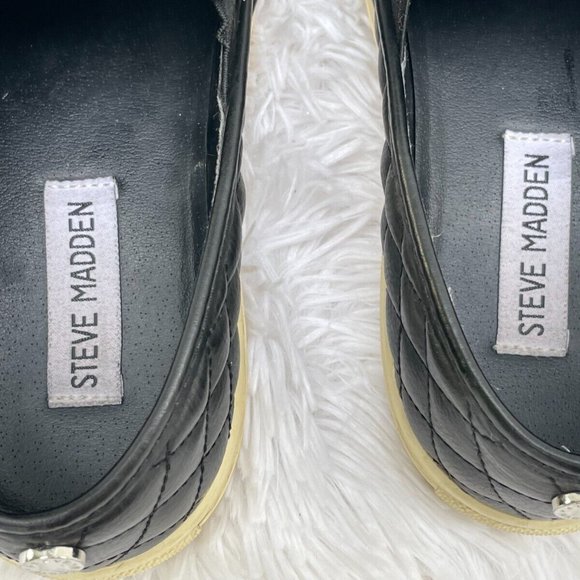 Steve Madden Women Shoes Black Quilt Faux Leather Upper Sneaker Size 6.5 - Picture 7 of 12